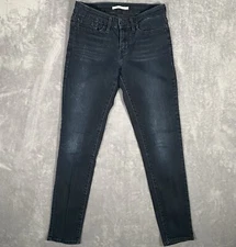 Levis Jeans Womens 27 Black 711 Skinny Leg Low Rise Stretch Dark Wash Denim