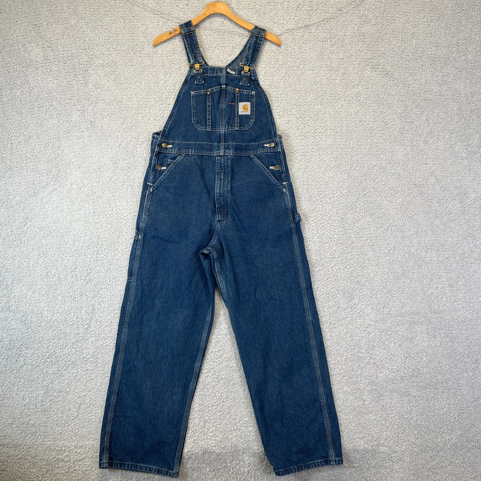 Carhartt Denim Overalls Size 32x28 Bibs Farming Carpenter Workwear Dark R07-DST