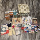 VTG MCM Redmon Sewing box basket Supplies eagles Bells Tray Insert Gold Cream