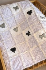 Rag Baby Cot Quilt White/Grey Cotton . New BornGift. Gift Wrapped