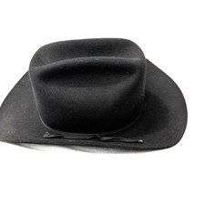 Vtg. Beaver Brand Hat 7X Black Fur Felt Cowboy Hat 7 1/4 58