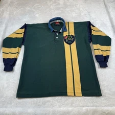 Canterbury of New Zealand Rugby Polo Shirt Australia Crest Green Gold Men's L