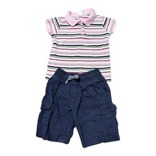 Gymboree Polo Shirt and Cargo Shorts Kids Size 4/5 Multi Stripe Navy 2pc Set