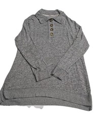 Anthropologie Saturday Sunday Grey Marled Henley Tunic Sweater S