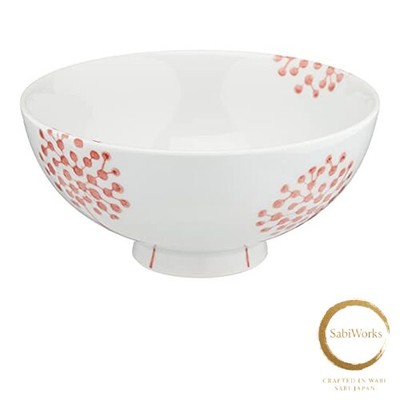Neu 24to3Nishitomi Hasami Ware Tenryu Keramik Blume Reis Schüssel rote Blumen
