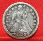 Seated Liberty Dime-Stars Obverse • 1853 Silver