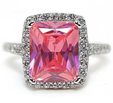 5CT Heat Treated Pink Topaz 925 Sterling Silver Ring Sz 6,7,8 MK5