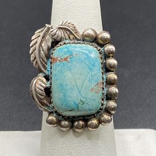 Vintage Southwestern Sterling Silver Turquoise Ring - Size 7 1/4