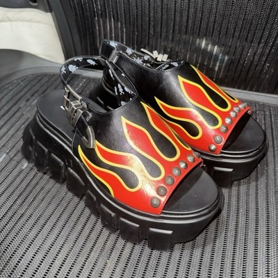 La Moda Flame Platform Sandals Mules Clogs Sz 9 NEW LaModa