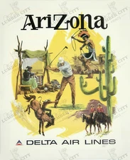 Arizona Delta Airlines 1974 Vintage Travel Poster Art Print Wall Decor