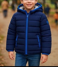 Gerry Kids Lined Bubble Puffer Jacket Blue Hooded Size 3t