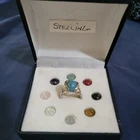 Vintage Sterling Silver Multi Color Interchangeable Stone Ring With Case