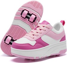 ANEFUN Kids Roller Skate Shoes - Detachable Wheeled Fashion Sneakers for Girls/B