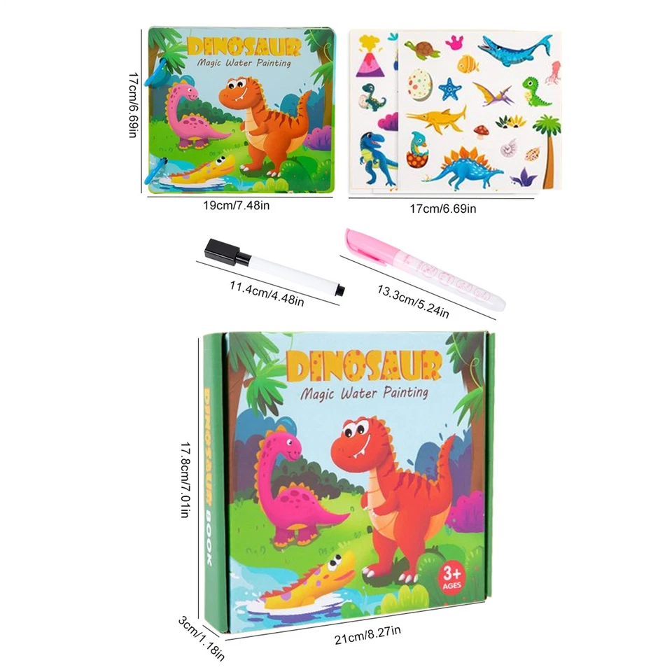 Water Color Book Dinosaur Paper Coloring Workbook Water Paint Book For Toddler - image 2 of 4