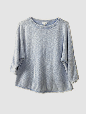 J Jill Womens Medium Sweater Crew Neck Roll Hem Cottage Coastal Oversized Knit