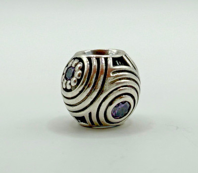 Original Pandora Retired Purple CZ Hypnotic Circles Charm #790432ACZ 925 ALE