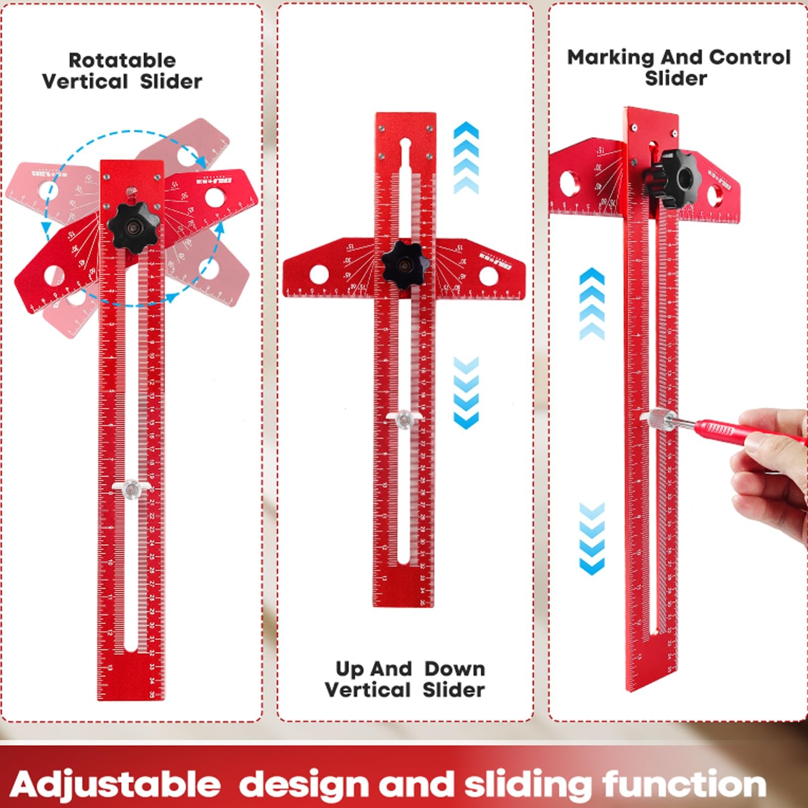 Adjustable Woodworking Scriber Marking Line Ruler Aluminum Alloy T-Square
