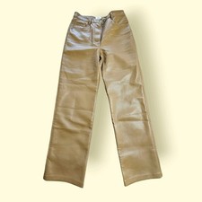 Wilfred Aritzia Caramel Tan SoftFaux Leather Straight Leg Hight Waist Pants Sz 2