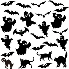 Bememo 32 Pcs Garage Door Magnets Ghost Cat Bats Small, Black 