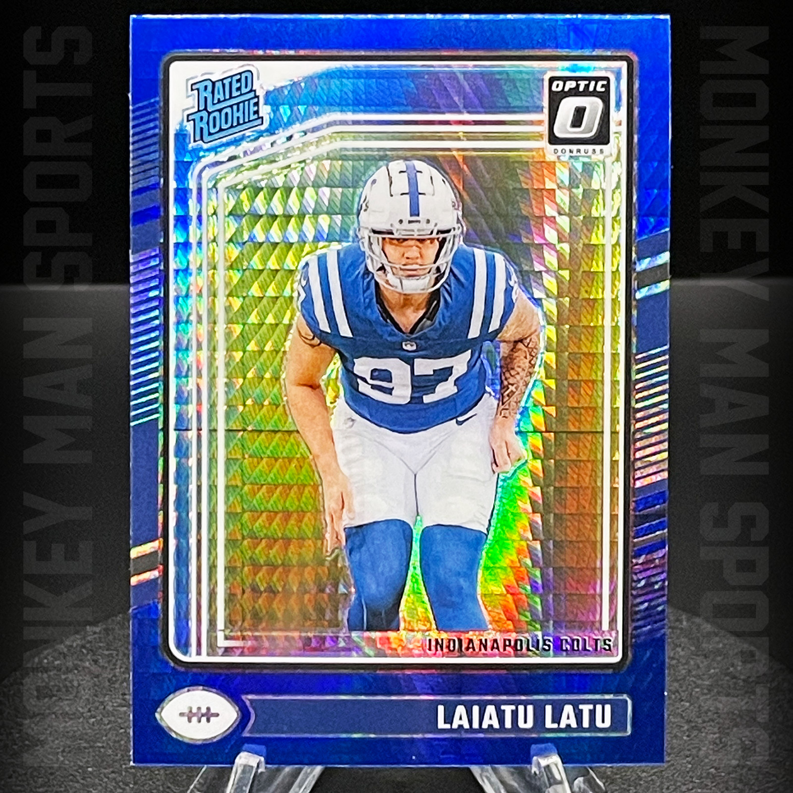 2024 Optic - Laiatu Latu Rated Rookie RC - #267 BLUE HYPER HOLO COLTS MINT