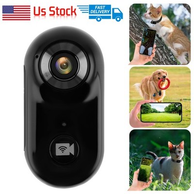 1080P Mini Pet Camera Collar 32GB TF Card Loop Recording for Dogs Cat USA Stock.
