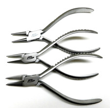 Jewelry Making Pliers Set of 3 Stainless Steel with Grooved Handles SSMooth Jaws