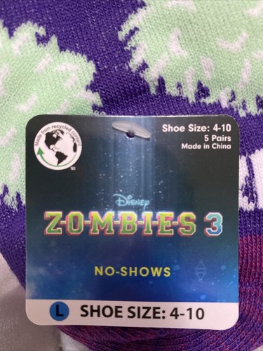 Zombies 3 No-show Socks 2- 5 Pairs~Size 4-10~Kids Socks~10 Pairs Total - Picture 2 of 3