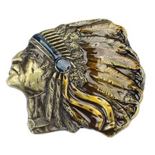 Indian Warrior Chief Belt Buckle Western Cowboy Native American IW-06-G 