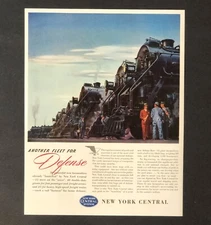 New York Central Train Advertisement 1941 WW II Locomotive Defense Vtg Print AD