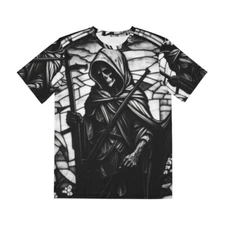 All Over Print T Shirt Grim Reaper Halloween Skull Gothic Dark Scary Horror Tee