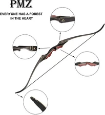PMZ Recurve Bow,60'' Wooden Takedown Bow, for Youth Beginners to Practice,25lbs
