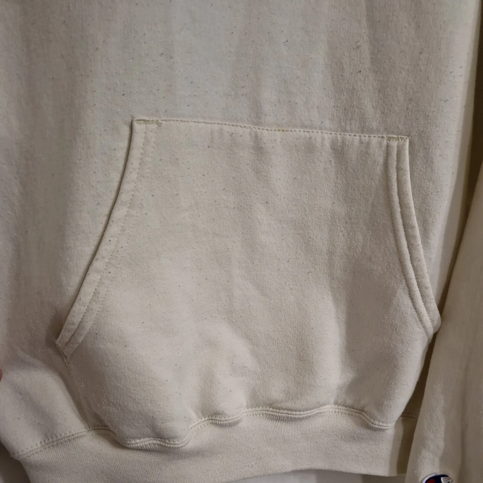 OFF WHITE Felpa con cappuccio Champion Cream University of Denvet Pioneers DU 44 pollici petto (L XL)