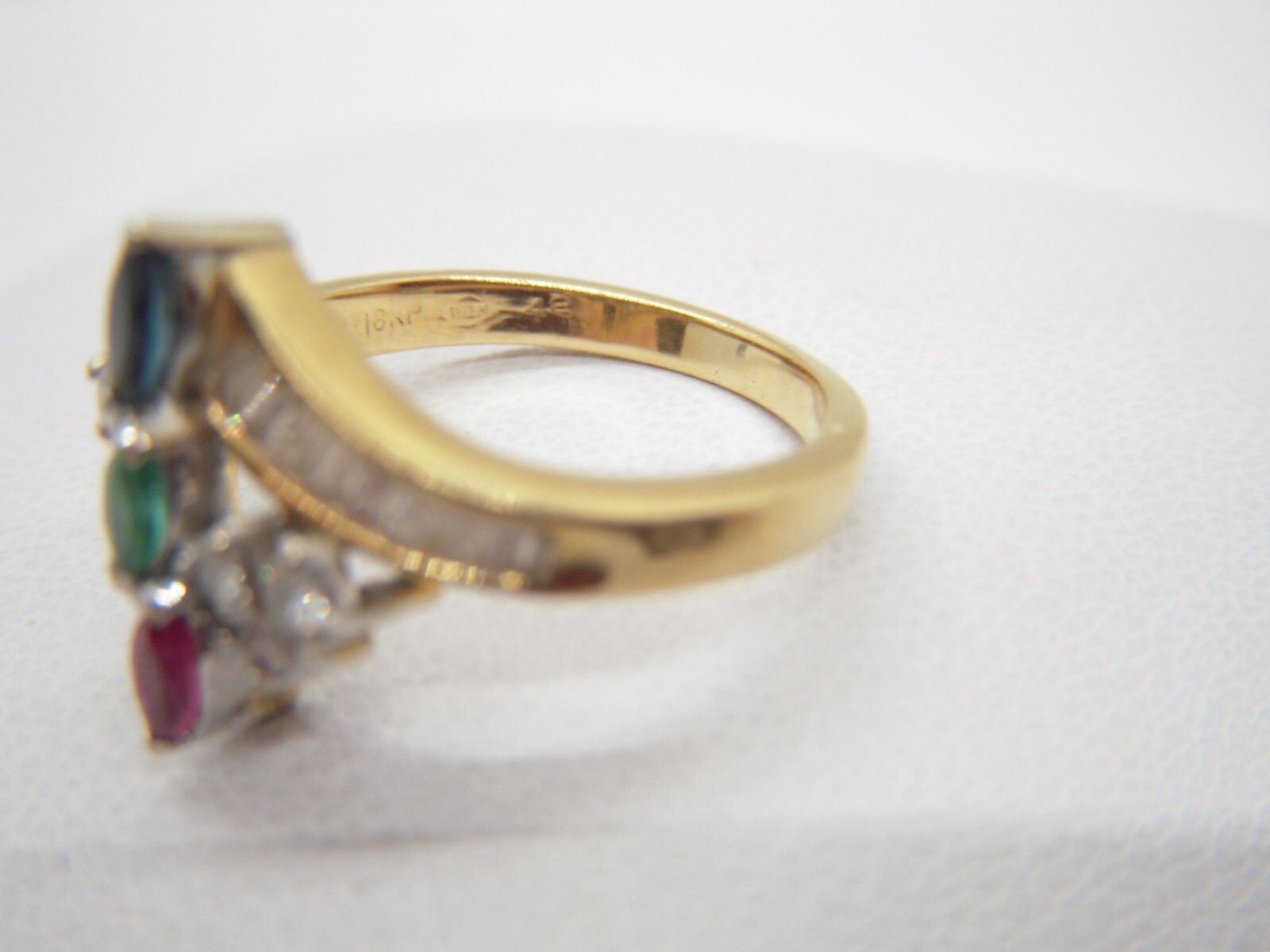 18K Solid Gold  Diamond Emerald Ruby Sapphire Rin… - image 6