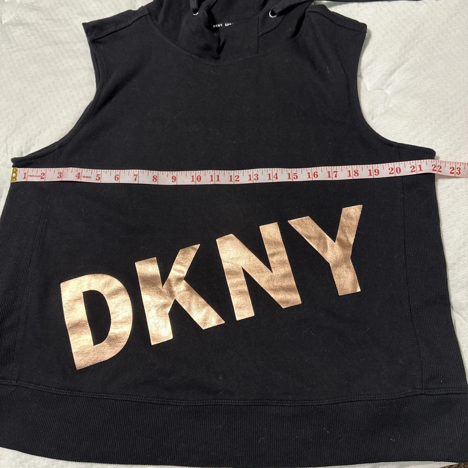 VETEMENTS Gilet con cappuccio atletica DKNY Sport donna pullover cordini senza maniche taglia L XL