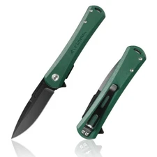 FLISSA 4.5" Folding Pocket Knife G10 Handle EDC Knife D2 Steel Blades Liner lock