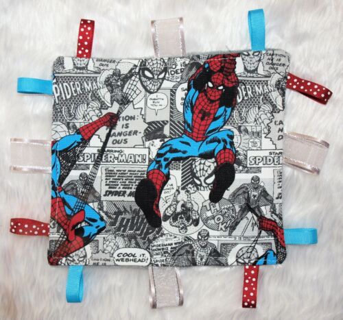 Baby Taggie | Taggy | Soft Toy | Sensory Blanket | Minky Gift | Spiderman Comic - Picture 1 of 24