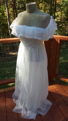 MISS ORD White off The shoulder Formal Garden Beach Wedding Dress  size L