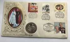 Benham First Day Cover FDC 1997 Isle of Man Golden Wedding 1 Crown Coin