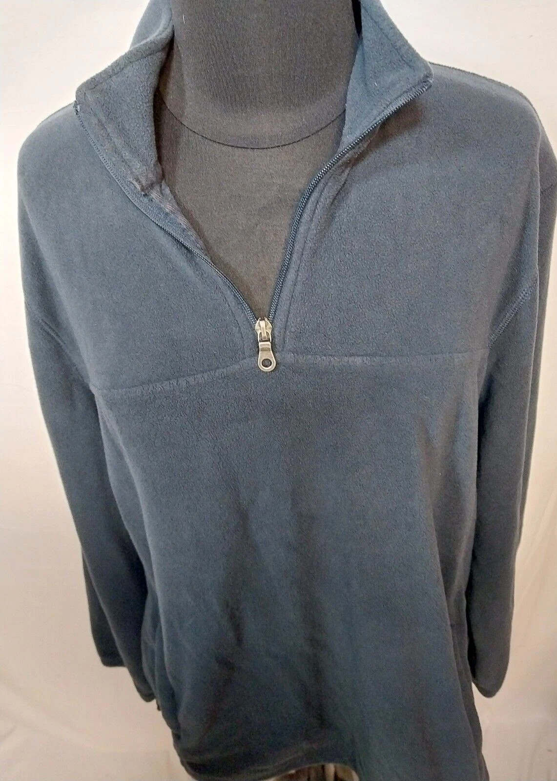 Croft & Barrow Mens Fleece Jacket Large BlUE 1/4 Zip Pullover Soft Mock Neck