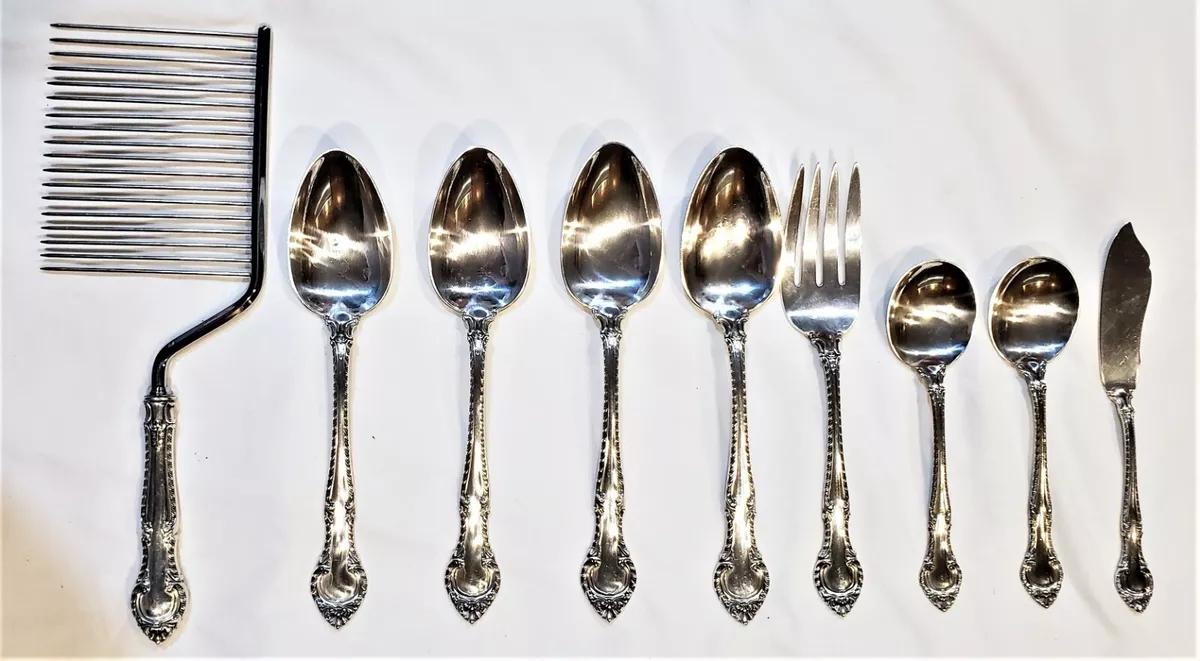 Lot 9 Pcs Gorham Sterling Silver English Gadroon Flatware Serving
