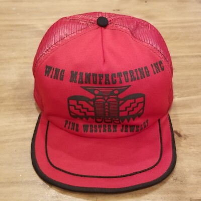 #ad Vintage Wing Manufacturing Hat Cap Snap Back Trucker Fine Western Jewelry Red $7.55