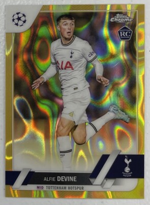 2022-23 Alfie Devine Topps Chrome UEFA Competition Rookie Gold Lava Refractor SP