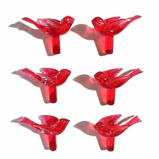 25 Red Feathered Large Birds Doves for Ceramic Christmas Trees 