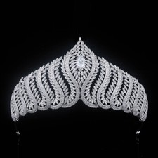 Luxury All CZ Cubic Zirconia Classical Queen Wedding Pageant Prom Tiara Crown