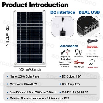 600w Solar Panels - 3 X 200w High-efficiency Pv Panels + 100a Controller