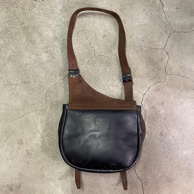 RRL Ralph Lauren Leather Carving Saddle Bag Black 31x37x7cm Japan