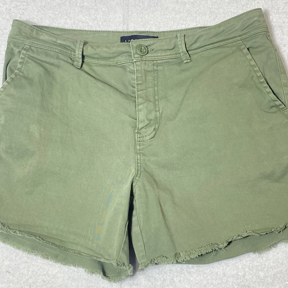 Sanctuary Shorts Womens 28 Army Green Khaki Mid Rise Raw Hem Utility Casual - Image 4 of 4