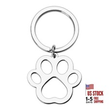 Silver Paw Print Keychain for Women Men Dog Cat Lovers Gifts for Women Men