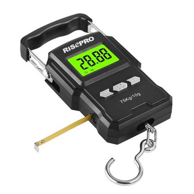 75Kg / 165Lb Digital Fish Scale 39 Inch Ruler Luggage Hanging Hook WHA08