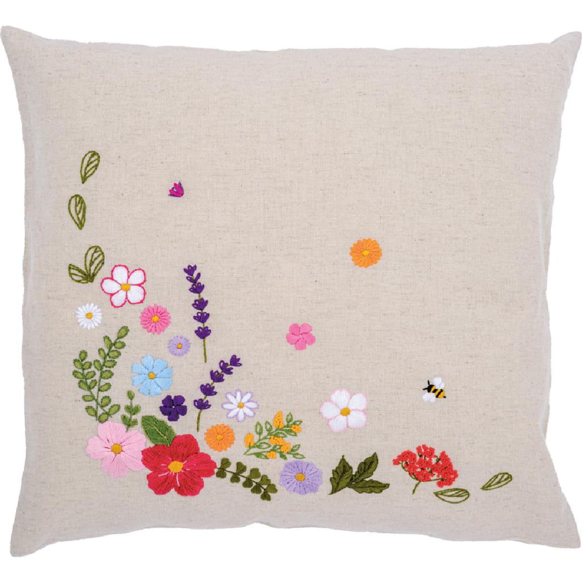 Vervaco stamped satin stitch kit cushion front page ""Colourful world of flowers""